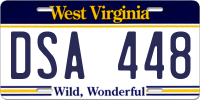 WV license plate DSA448