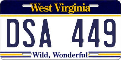 WV license plate DSA449
