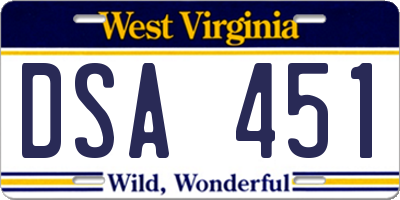 WV license plate DSA451