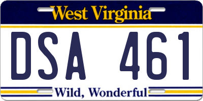 WV license plate DSA461