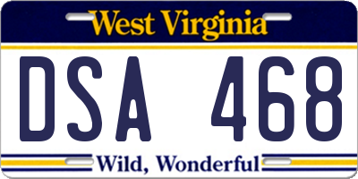 WV license plate DSA468