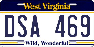 WV license plate DSA469