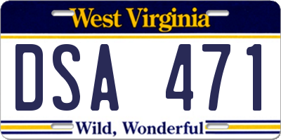 WV license plate DSA471