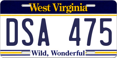 WV license plate DSA475