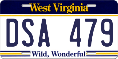 WV license plate DSA479