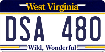 WV license plate DSA480