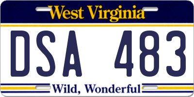 WV license plate DSA483