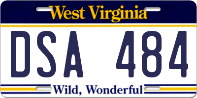WV license plate DSA484