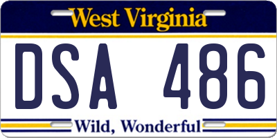 WV license plate DSA486