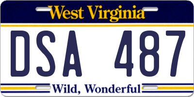 WV license plate DSA487