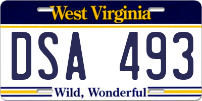 WV license plate DSA493
