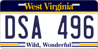 WV license plate DSA496