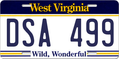 WV license plate DSA499