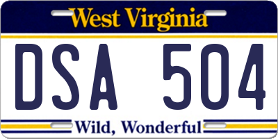 WV license plate DSA504