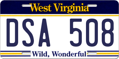 WV license plate DSA508