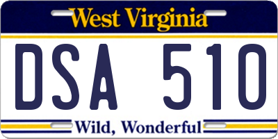 WV license plate DSA510