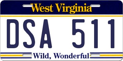 WV license plate DSA511