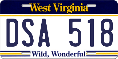 WV license plate DSA518