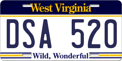 WV license plate DSA520