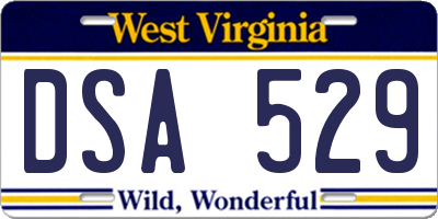 WV license plate DSA529