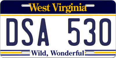 WV license plate DSA530