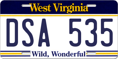 WV license plate DSA535