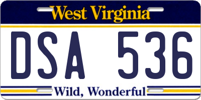 WV license plate DSA536