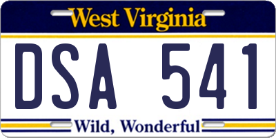 WV license plate DSA541