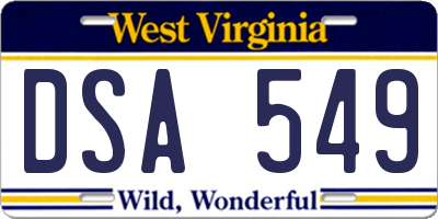 WV license plate DSA549
