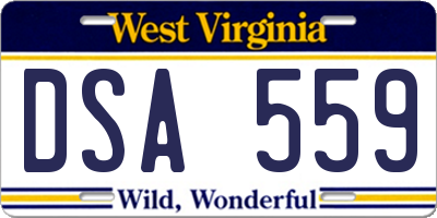 WV license plate DSA559