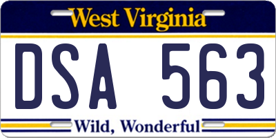 WV license plate DSA563