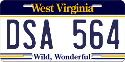 WV license plate DSA564