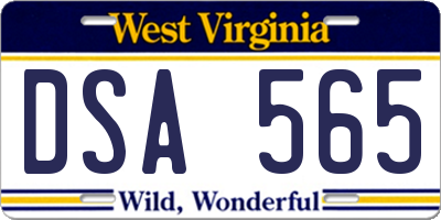 WV license plate DSA565