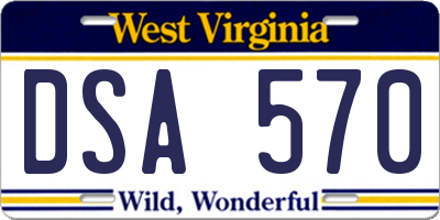 WV license plate DSA570