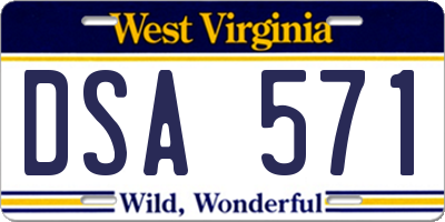 WV license plate DSA571