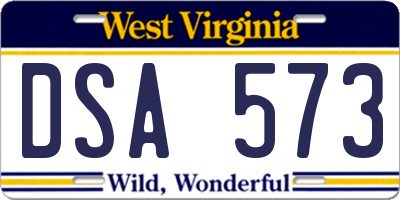 WV license plate DSA573