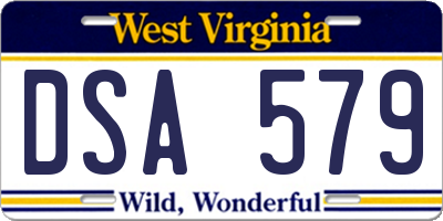 WV license plate DSA579