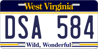 WV license plate DSA584