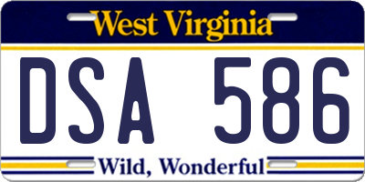 WV license plate DSA586