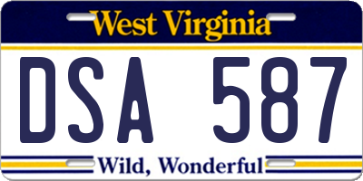 WV license plate DSA587