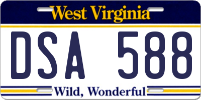 WV license plate DSA588
