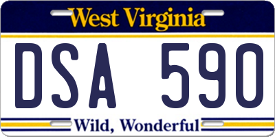 WV license plate DSA590