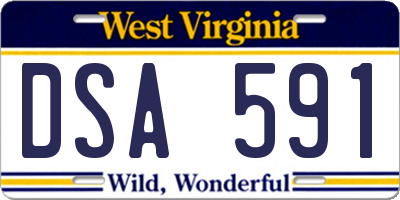 WV license plate DSA591