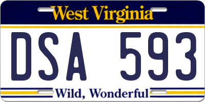 WV license plate DSA593