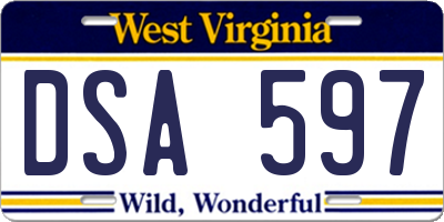 WV license plate DSA597