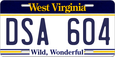 WV license plate DSA604