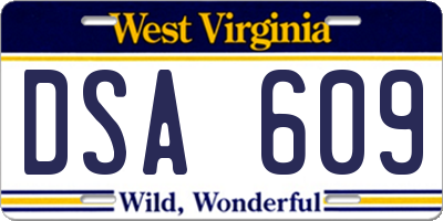 WV license plate DSA609