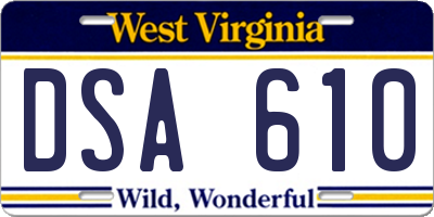 WV license plate DSA610
