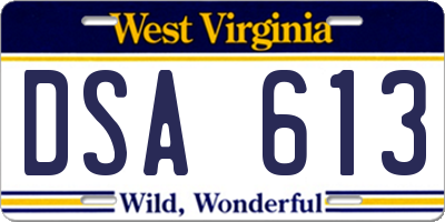 WV license plate DSA613