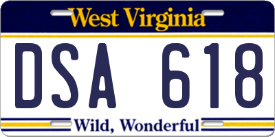 WV license plate DSA618